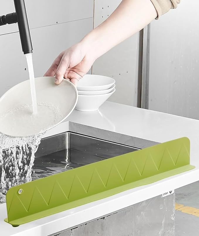 Silicon, Sink Splash Guard for Kitchen and Bathroom, Silicon Sink Splash Guards with Strong Suction Gifts Cup,Silicon Flume Baffle Water Barrier for Kitchen Sink Anti-Splash Water-image-30