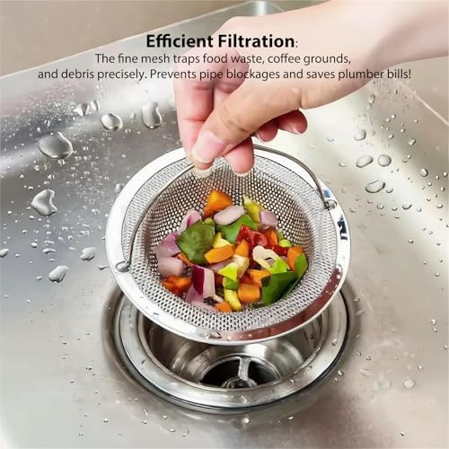 Colador para fregadero de cocina 4 unidades acero inoxidable miniatura 5