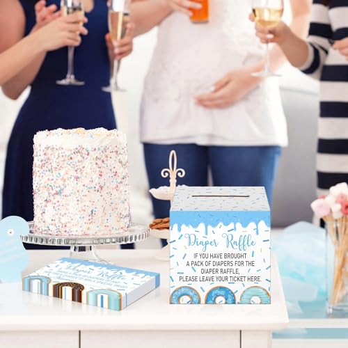 Image of Teling 51 Pieces Diaper Raffle Tickets with Card Box,Baby Boy Sprinkle