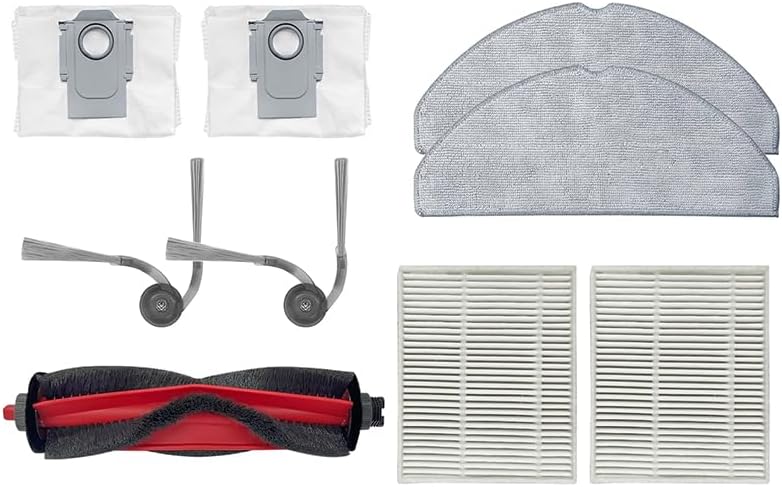 9pcs Main Brush/Side Brush/Mop Cloth/Filter/Dust bags compatible with R/oborock /Q7 M5/ Q7 TF /Q7 TF+/ Q7 M5+/ Robot Vacuum Cleaner Spare Parts (9pcs combo)