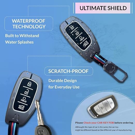 Image of NEODRIFT 'KeyShield' Car Key Cover for Hyundai i20 Active (Shape 1, 04 Buttons) (Durable, Stylish and 360 Protection)
