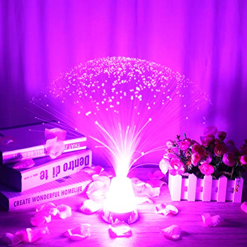 Image of Uonlytech Fiber Optic Light Color-Changing, Fiber Optic Mood Novelty Lamps Lighting Glacier Lite with Crystals Base for Bedroom Parties