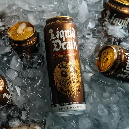 Image of Liquid Death x Van Leeuwen Hot Fudge Sundae Sparkling Water, 8-Pack (King Size 19.2oz Cans), Ice Cream Flavored Sparkling Beverage Sweetened With Real Agave, Low Calorie & Low Sugar
