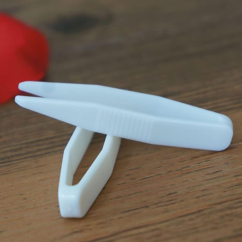 50 Pcs White Mini Plastic Contact Lens Clip Beauty Tweezers Makeup Tool Hair Removal Tweezers for Double Eyelid, Hand Tools