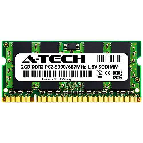 A-Tech 2Gb Ddr2 667Mhz Sodimm Pc2-5300 1.8V Cl5 200-Pin Non-Ecc Unbuffered Laptop Ram Memory Upgrade Module #TOP1