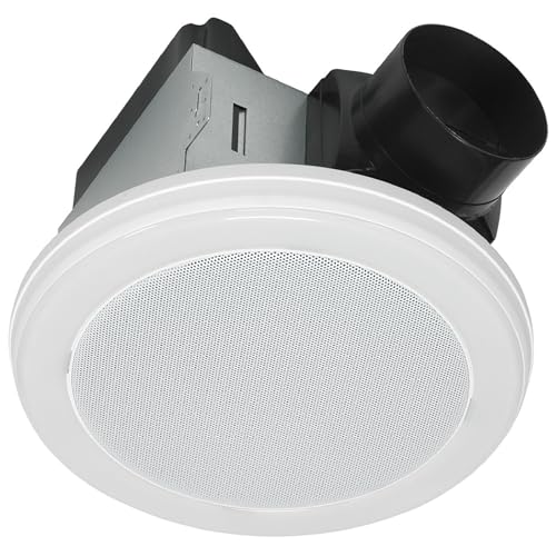 Homewerks 7130-18-BT Bathroom Fan with LED Light and Bluetooth Speaker, 80 CFM, 1.5 Sones, White, 4000 Kelvin CCT Light, 600 Lumens by Homewerks Worldwide - Used condition - US$114.17