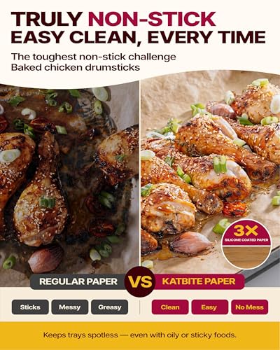 Image of Katbite Parchment Paper Sheets Heavy Duty, 18x26 Inches 100 PCS Precut Baking Parchment, Unbleached, Non-stick, Non-toxic, Extra Strong, Flat Baking Paper for Oven, Cooking, Grilling, Air Fryer