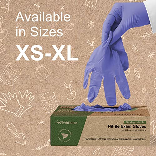 Biodegradable Disposable Medical Gloves Large - 150 Count - Violet Blue Nitrile Gloves - Medical Exam Powder and Latex Free Gloves - Surgical and Dental Grade with Textured Fingertips