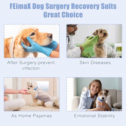 Image of FEimaX Dog Surgery Recovery Suit Female and Male Spay with Pee Hole, Pet Body Suits for Puppy After Spayed, Neuter Surgical Onesie for Small and Medium Dogs Cats, Alternative Bandages E-Collar & Cone