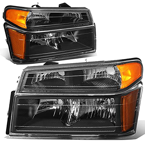 DNA Motoring HL-OH-CCOL044P-BK-AM Black Housing Amber Corner Headlights w/Signal Lights Bumper Lights Compatible with 04-12 Colorado Compatible with 04-12 Canyon Compatible with 06 Isuzu i-280