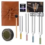 DiDiBirDi Stimmgabel Set 4 Stimmgabeln (128 Hz, 136.1 Hz, 256 Hz, 384 Hz),mit PU-Leder Etui & Aktivator, für die Yoga, Meditation, Chakra Balance, Entspannung