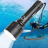 Taschenlampe Led,3000 Lumens Tauchlampe bis 150m Tiefe, IPX8 Wasserdicht LED Tauchlampe Wiederaufladbar Submarine Licht mit 1* 26650 Akku und Ladegerät für Unterwasser, Camping, Outdoor, Wandern