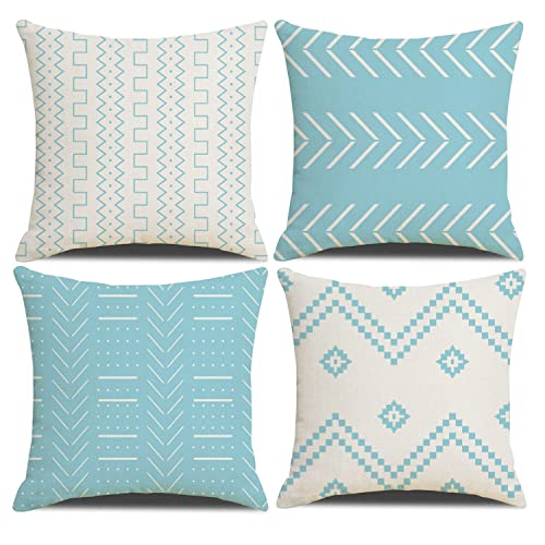 DWDC Fundas de Cojines 40x40 cm Farmhouse Fundas de cojines,Juego de 4 Fundas de Cojín Cuadradas Verde Claro para Sofá Sofá Silla Dormitorio Decoración Moderna Hogar Oficina Sofá,D02