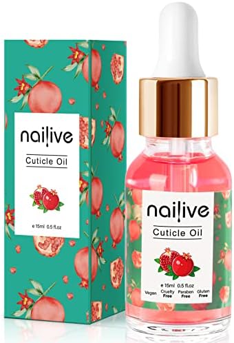 Nailive Nail Cuticle Oil Jojoba Cutical Essence Nails Oils Heals Dry Cracked Rigid Cuticles Pomegranate Extraction with Natural Ingredients Vitamin E for Moisturizing Soothing Nourishing-0.5oz