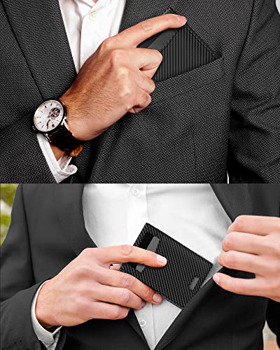 Wallet For Men With Stealth Pocket For Airtag: Leather Wallet With 3 In 1 Design, Removable Id Window, Rfid Blocking, 17 Card Capacity, Slim, Carbon Fiber, Bill Divider, Front Wallet With Gift Box #TOP7