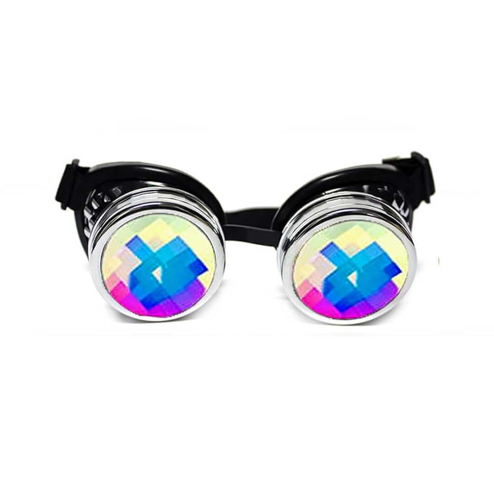 Amazon.com: GloFX Chrome Padded Kaleidoscope Goggles Bug Eye
