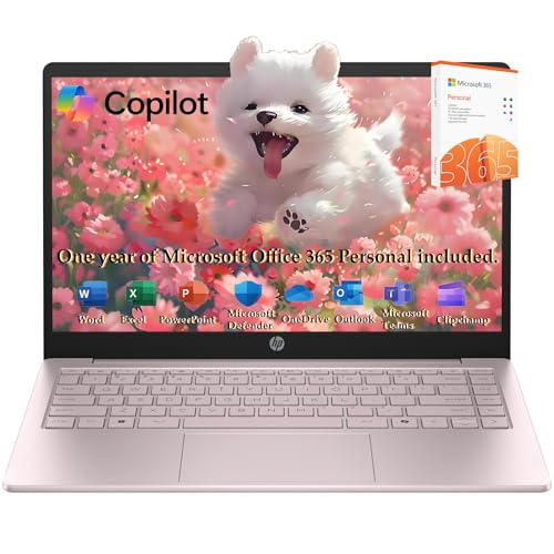 Image of HP Laptop 2026 Edition with Copilot AI, 4GB RAM, 64GB SSD + 128GB UFS, Intel Processor, Long Battery Life, Lightweight, 1 Year Office 365, Windows 11 Home S for Students & Office, Type-C HUB, Pink