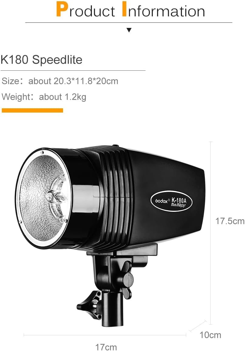 Godox 2X K-180A Strobe Light Kit, 180Ws Studio Strobe Light Kit for Photography,5600K Compact Monolights with RT-16 Trigger, Softbox, Tripod Stands, Storage Bag