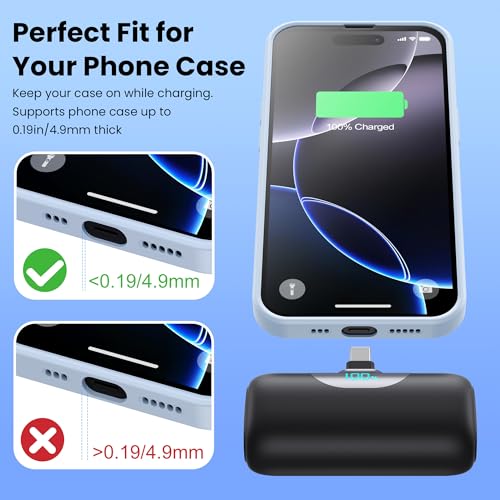 Image of Mini Portable Charger 5500mAh Power Bank, 15w PD USB C Cell Phone Portable Power, LCD Display Battery Pack Compatible with Android Phone /Samsung Galaxy S22,S21 /Note /Moto /LG /Pixel /Nexus /OnePlus 9 etc