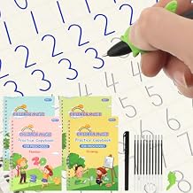 PEASUG Grooved Writing Books for Kids 3-5, Magic Grooved Writing Practice for Kids, Reusable Handwriting Workbooks Practice for Kid Learn to Write, Childrens Magic Copybooks 4 Pack