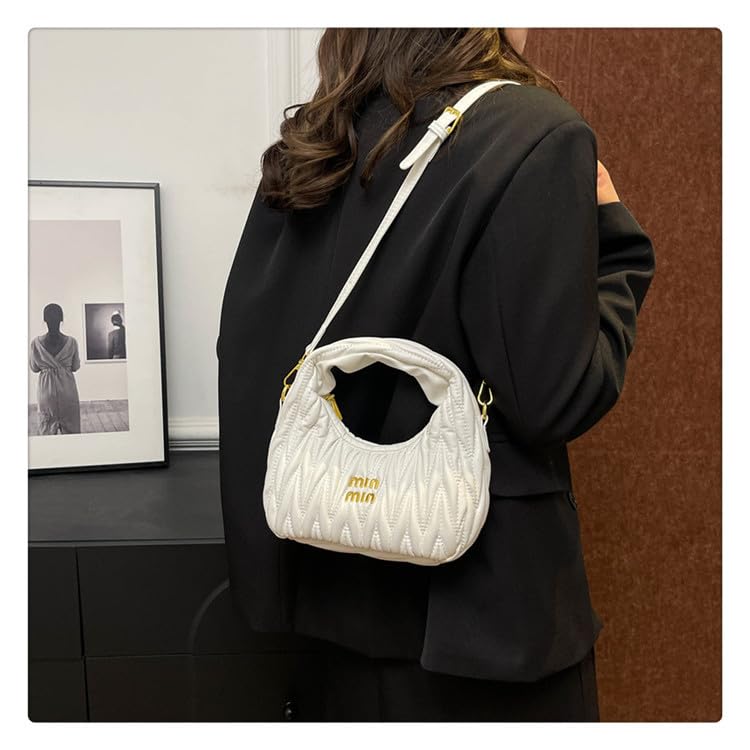 Women's Textured Crescent Crossbody Handbag, Wrinkled Shoulder Bag, High-end Versatile Design2