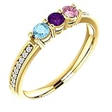 Family Mothers Ring 3 to 6 Birthstones In 10k Yellow or White Gold
