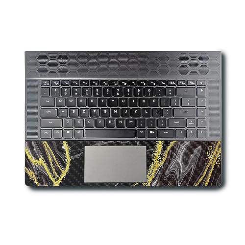 Image of MightySkins Carbon Fiber Skin Compatible with Alienware X16 R1 (2023) Full Wrap Kit - Black Marble Glitter | Protective, Durable Textured Carbon Fiber Finish | Easy to Apply | Made in The USA