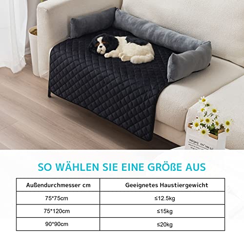 OKYUK Hundebetten Hundekissen - Sofaschutz, handgefertigtes Hundebett waschbar, hundekissen,Couchkissen, Hundematte Flauschiges Hundebett für große, mittelgroße & kleine (Grauschwarz,75 ×75cm)
