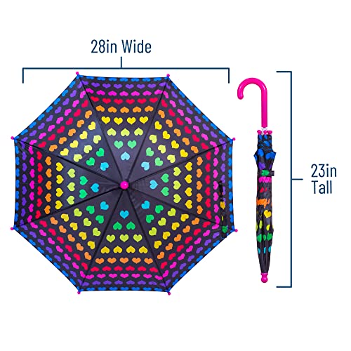 Wildkin Kids Umbrella For Boys & Girls, Features Rainproof Canopy And Curved Handle For Easy Hanging, Bpa-Free (Rainbow Hearts) #TOP4
