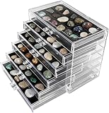 MATÉRIAU DE QUALITÉ ET PRÉSENTATION CLAIRE: La vitrine en acrylique avec intérieur en tissu velours protège vos pierres précieuses et minéraux contre les rayures et met en valeur votre collection de cristaux fossiles et bijoux