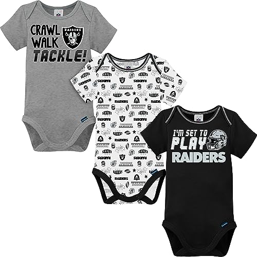 Gerber Unisex Baby Standard NFL 3 Pack Short Sleeve Onesie Bodysuit, Team Color, 3-6 Months