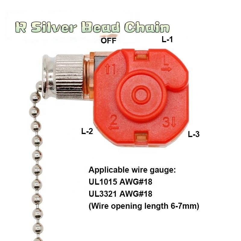 Home Ceiling Fan Light Lamp Replacement Parts 3position 4 Wire Pull Chain Control Switches - (Color: silver-3089R) image 4