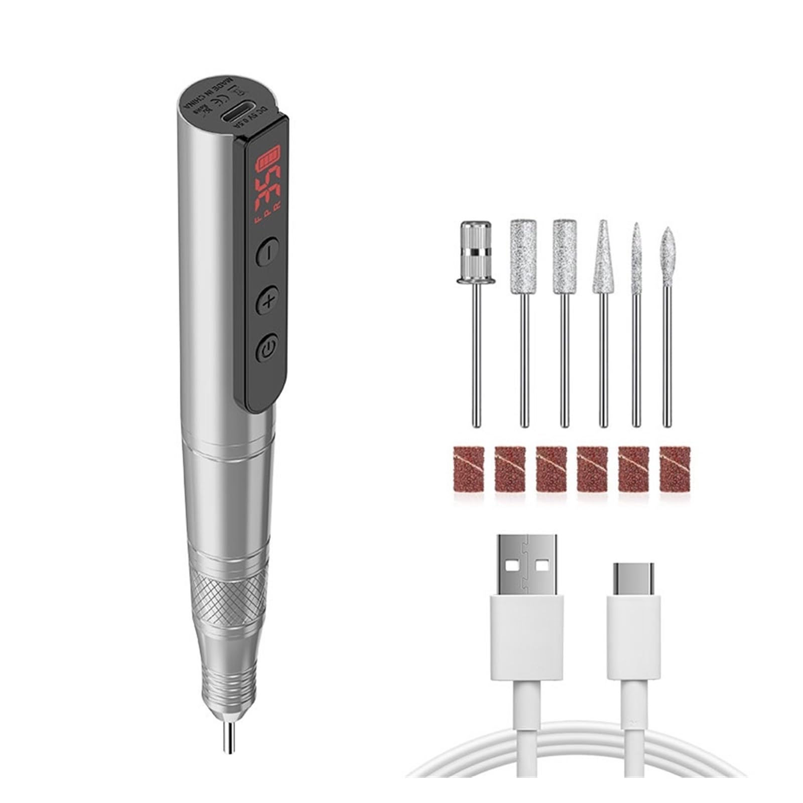 Fresa per Unghie, Trapano elettrico for unghie 35000 RPM for smalto gel for unghie in acrilico, accessori e strumenti for unghie for tornio professionale(White)