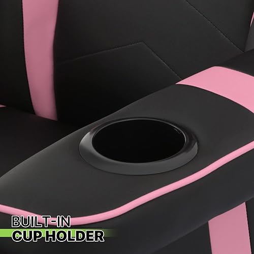 Miniatura 8 de Magshion Silla reclinable giratoria de 360 para juegos, silla reclinable ergonómica de piel sintética con respaldo ajustable, reposapiés, portavasos