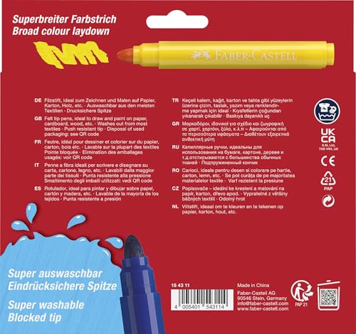 Faber-Castell Fibre-tip pen Jumbo 12pc. Superwashable, multicoloured - Image 2