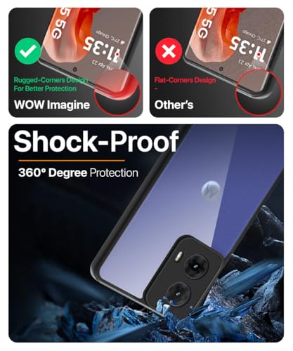Image of WOW IMAGINE Shockproof Hybrid Back Cover for Motorola Moto G85 5G | Hard Slim fit Back Case | PC & TPU | Clear Transparent Case - Black