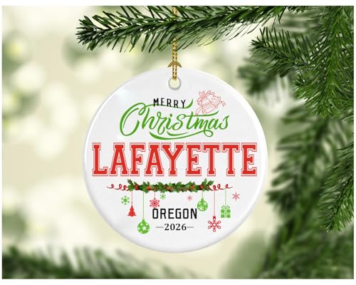 Christmas Ornament for Lafayette Oregon City Name Decoration Merry Christmas 2026 Lafayette OR Xmas...