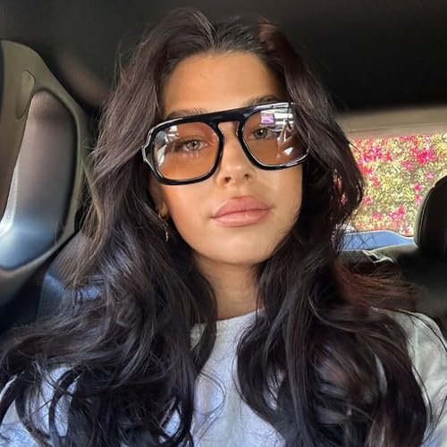 Retro Square Aviator Sunglasses for Women Men Trendy Brown Tortoise Sunglasses 70s Hexagon Designer Tinted Glasses4