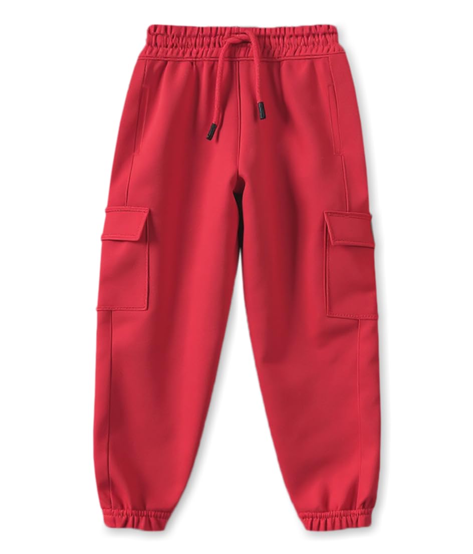 Trampoline Girls Cotton Terry Cargo Joggers with 4 Utility Pockets | Elastic Waist with Drawstring | Ribbed Cuffs | Soft Kids Jogger Pants for Casual Wear & Outdoor Play-picture-16