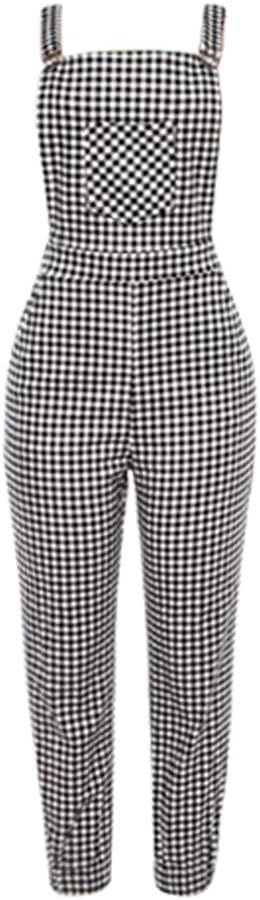 Mitiy Womens Stylish Plaid Bib Pants Dungarees Overalls Baggy Jumpsuit Rompers