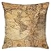 HZLM - Federa decorativa per cuscino con mappa del mondo, stile vintage, 45 x 45 cm