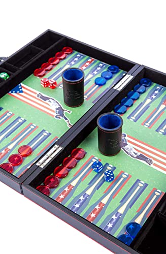 Backgammon Set Board Game - Baseball Themed- Premium Large Size Classic Game – for Kids and Adults, Deluxe PU Leather