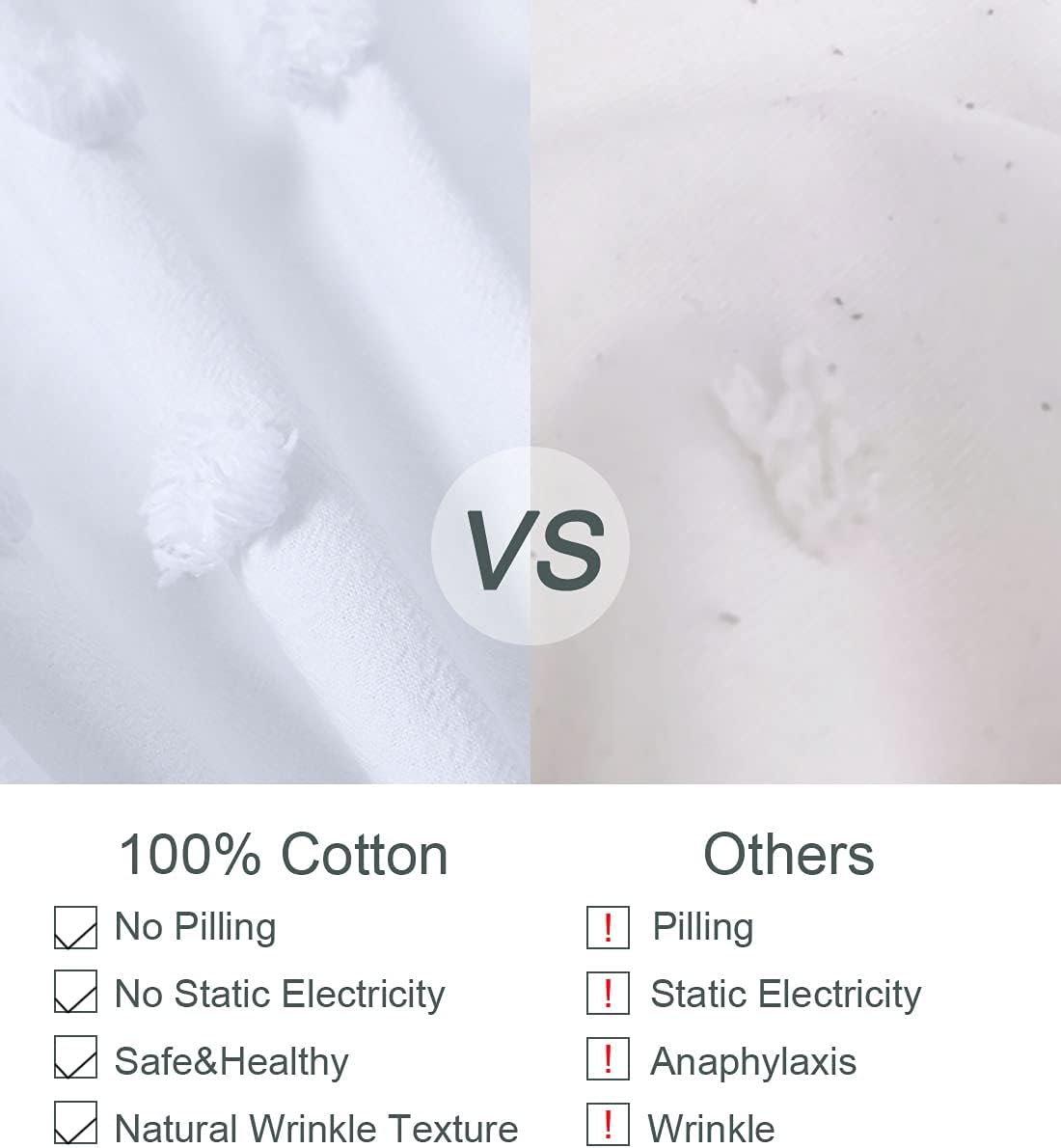 YINFUNG Tufted Duvet Cover White Queen Boho Textured Dot Stripe Moroccan Clipped Cute 100 Cotton Minimalist Bohemian Quilt Cover Bedding Set 90x90 Embroidered