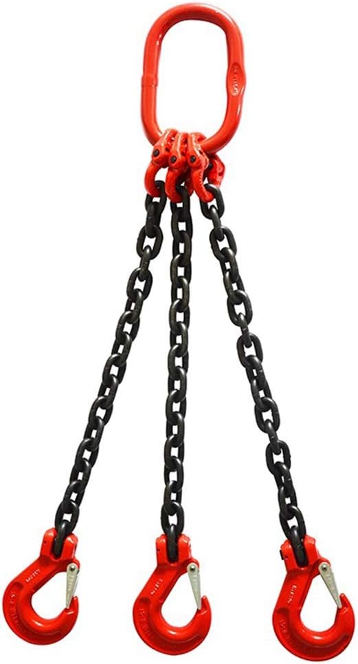 3 Way Lifting Chain Sling with Sling Hooks, Sling Chain for Lifting 3 Ton (6613Lbs) Capacity Sling Chain for Mining, Machinery, Ports, Building, etc. (Color : 3T, Size : 1m)