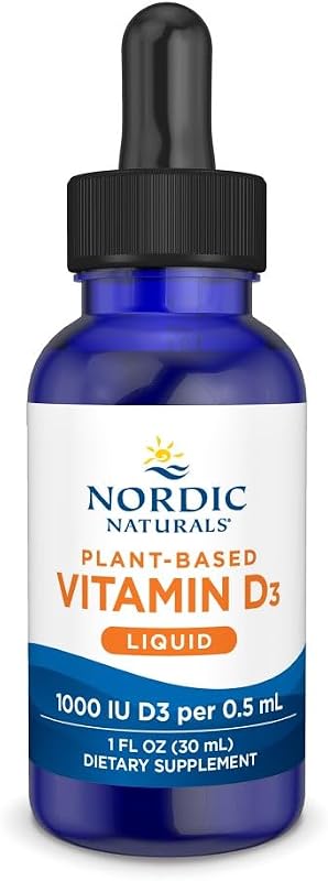 Líquido de vitamina D3 a base de plantas Nordic Naturals - 1 oz - 1000 UI de vitamina D3 - Huesos saludables, estado de ánimo y función del sistema inmunológico - Sin OGM, vegano - 60 porciones (paquete de 2)