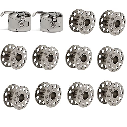 Fbshicung 2 Pieces Metal Bobbin Case And 10 Pieces Singer Sewing Machine Bobbins Compatible With Household Sewing Machine Front Loading 15 Class Machines #TOP14