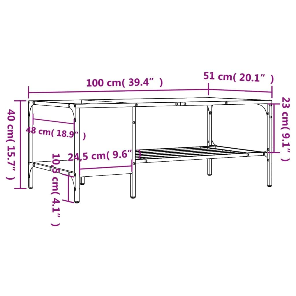 vidaXL Mesa de Centro con Estante, Mesita Auxiliar con Almacenaje, Mesa Decorativa de Sofá, Mueble para Salón, Madera de Ingeniería Roble Marrón