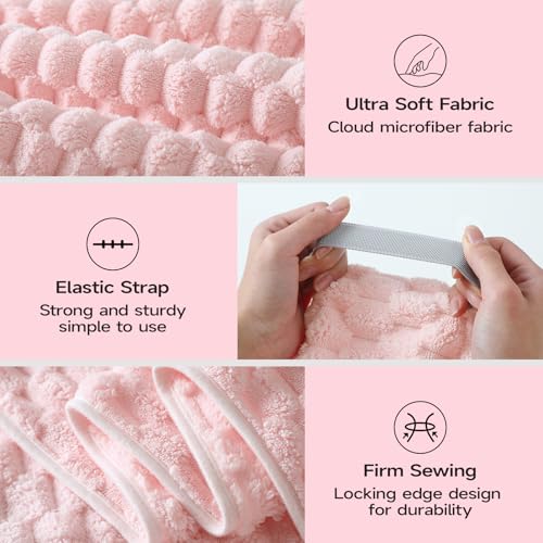 Image of REDKISS 5 Pack Extra Large Hair Towels - Microfiber Hair Towel Wrap for Women, 23 x 47 inches Hair Towels with Elastic Strap, Super Soft Hair Drying Towels for Long, Thick, Curly Anti Frizz Turbans