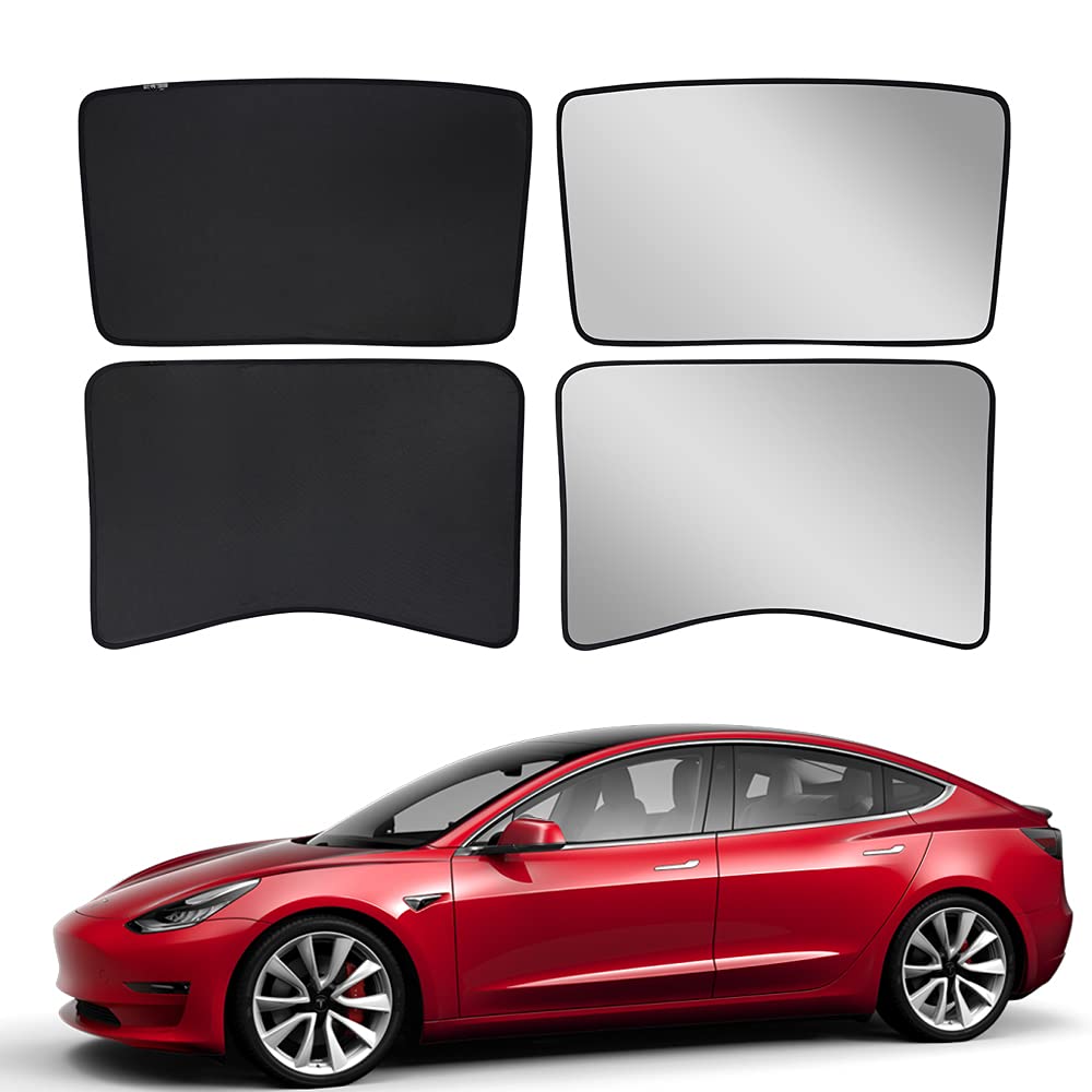 BASENOR Tesla Model 3 Front and Rear Glass Roof Sunshade Window Sunroof Sun Shade Sun Protection for Tesla Model 3
