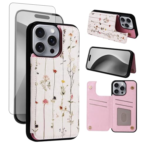 Étui de téléphone pour iPhone 16 Pro Max Asuwish avec porte-cartes et protection d'écran violet